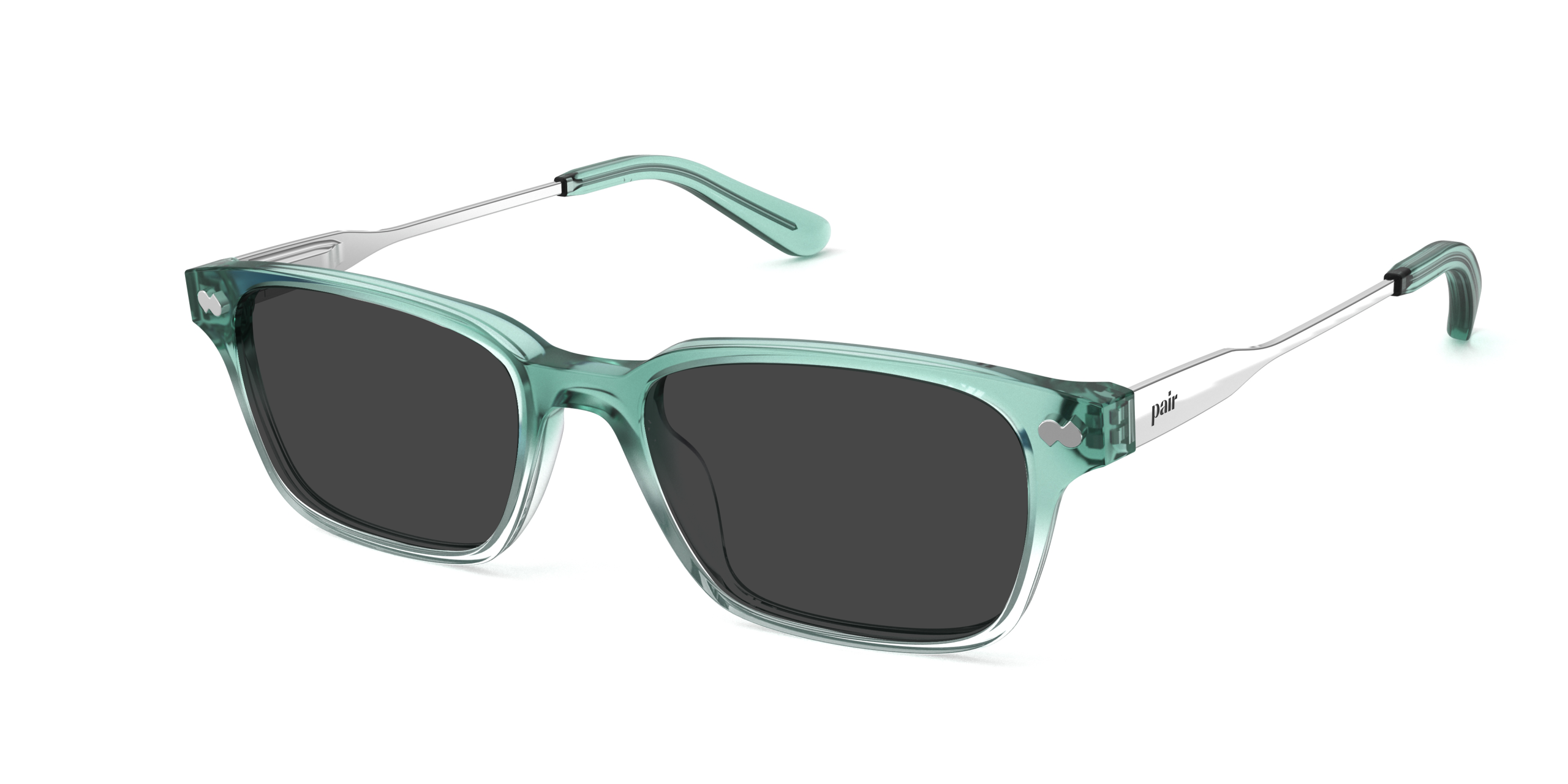 The Finley - Teal Pearlized Gradient Acetate Silver Metal Sun