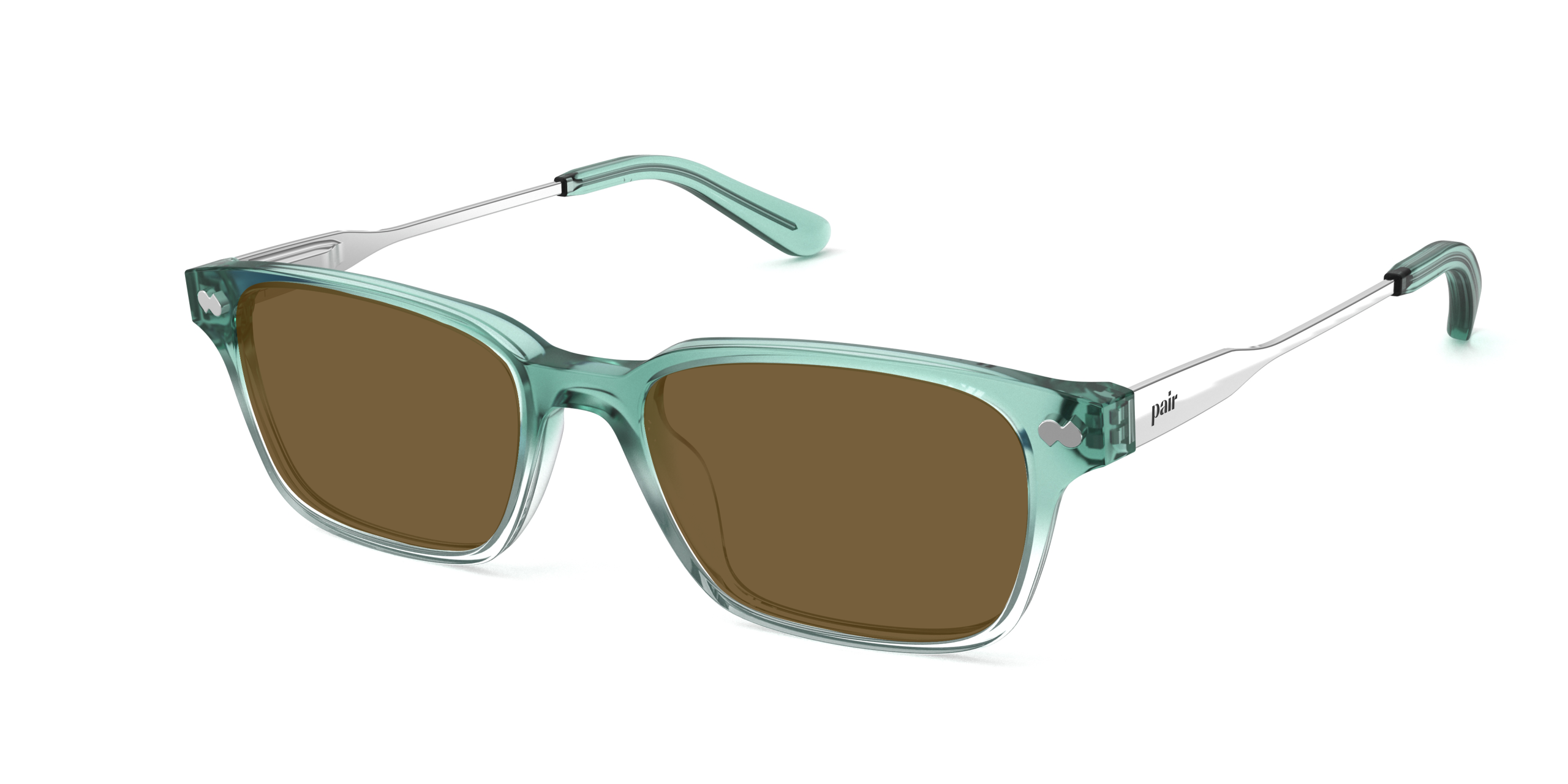 The Finley - Teal Pearlized Gradient Acetate Silver Metal Sun - Image 2