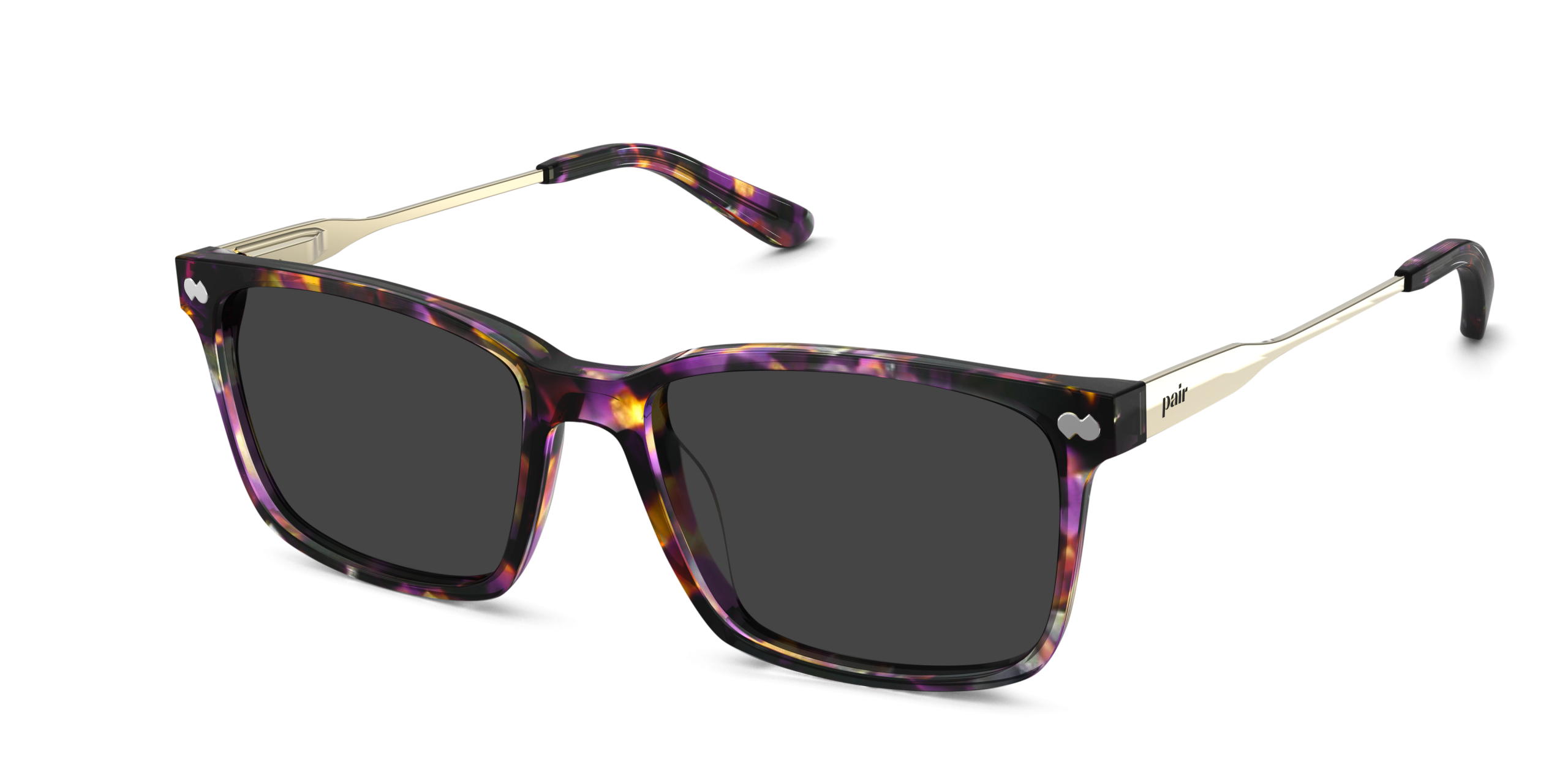 The Kirby - Purple Confetti Tortoise Acetate Gold Metal Sun