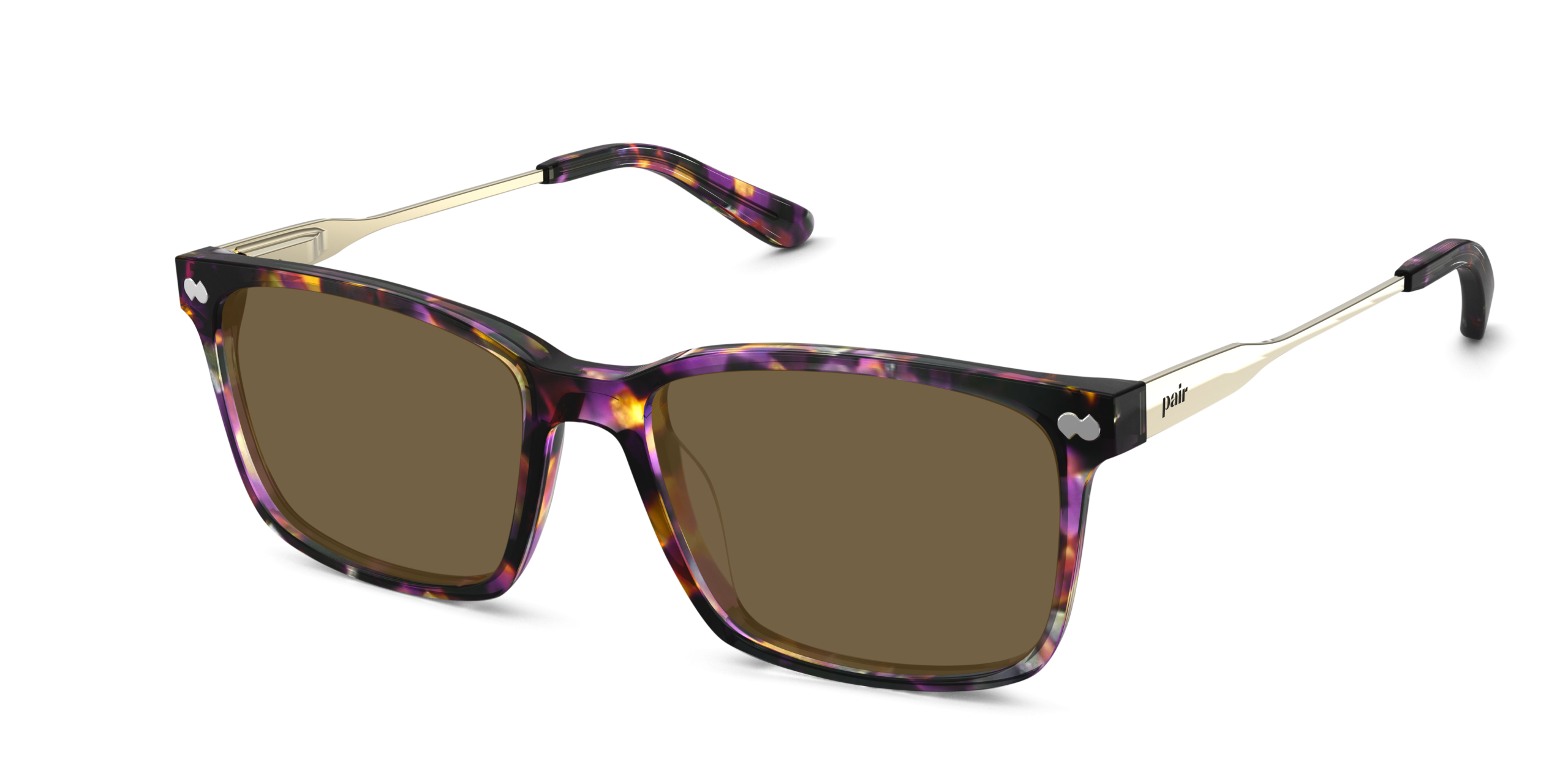 The Kirby - Purple Confetti Tortoise Acetate Gold Metal Sun - Image 2