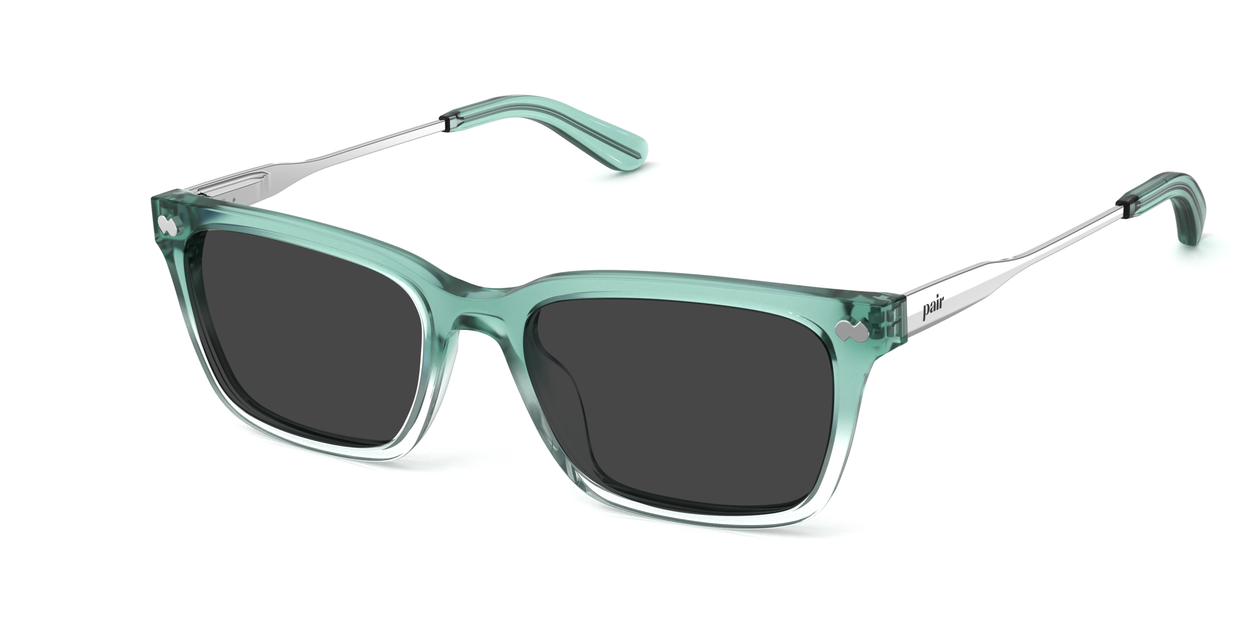 The Larkin - Teal Pearlized Gradient Acetate Silver Metal Sun