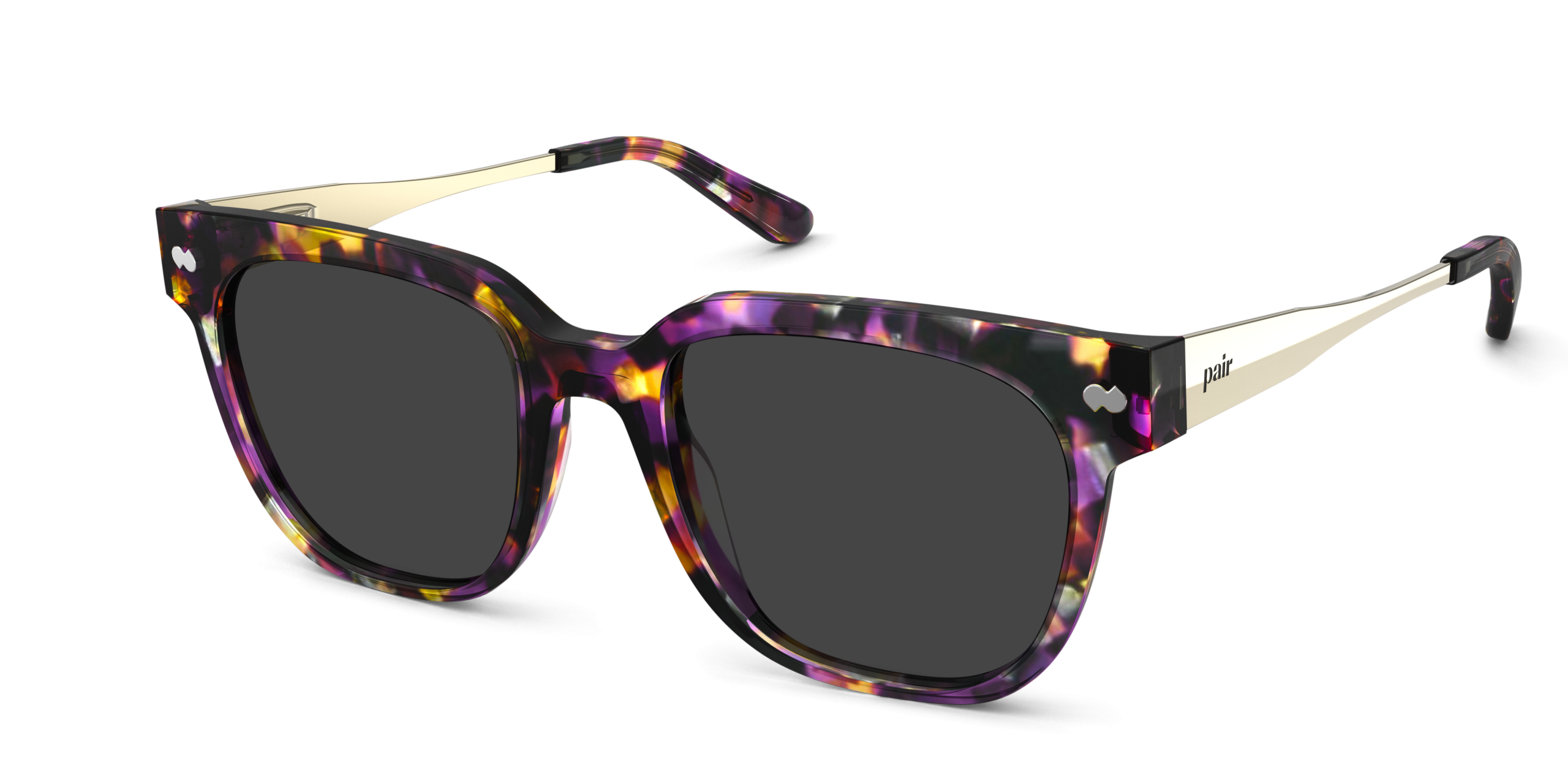 The Murphy - Purple Confetti Tortoise Acetate Gold Metal Sun