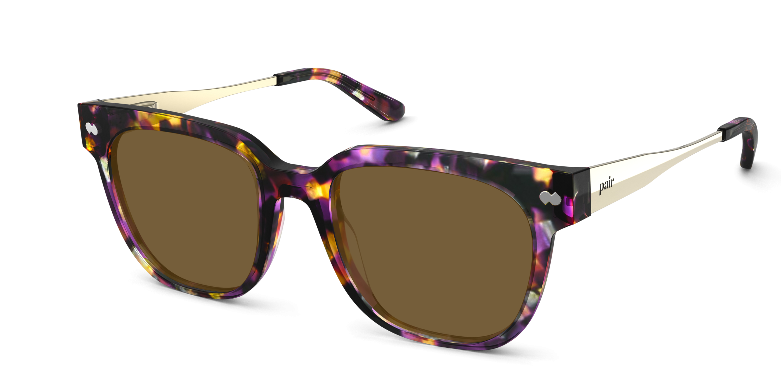 The Murphy - Purple Confetti Tortoise Acetate Gold Metal Sun - Image 2