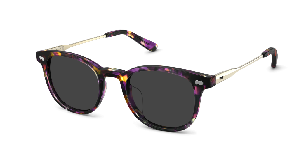 The Reese - Purple Confetti Tortoise Acetate Gold Metal Sun