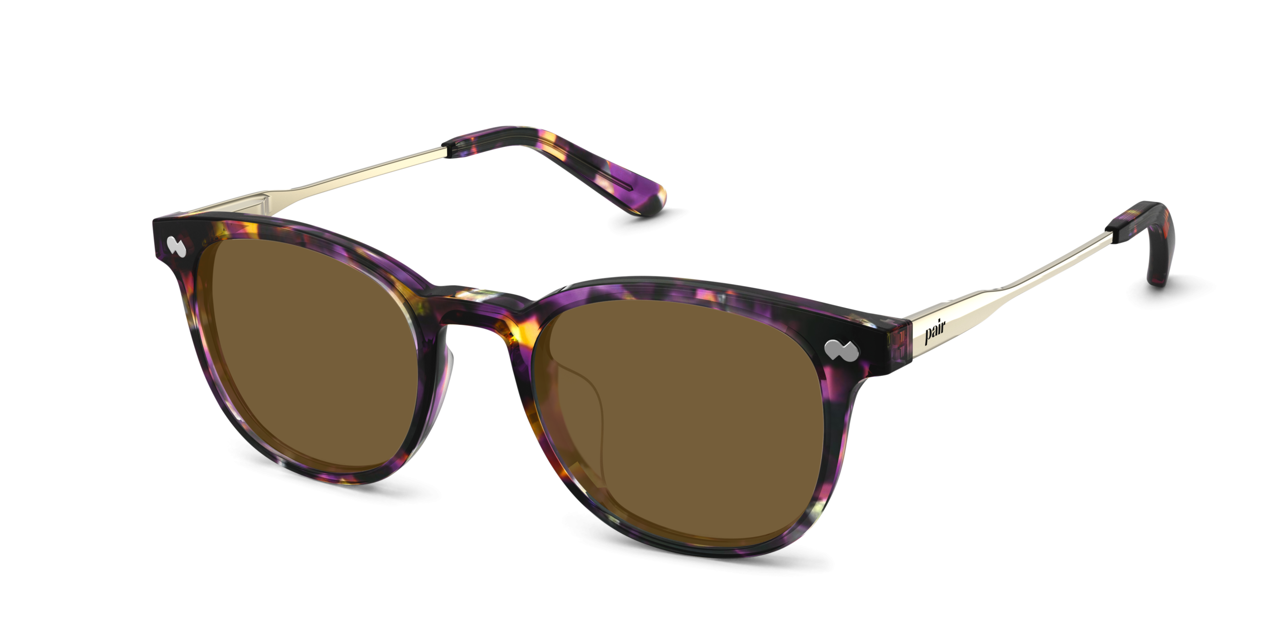 The Reese - Purple Confetti Tortoise Acetate Gold Metal Sun - Image 2