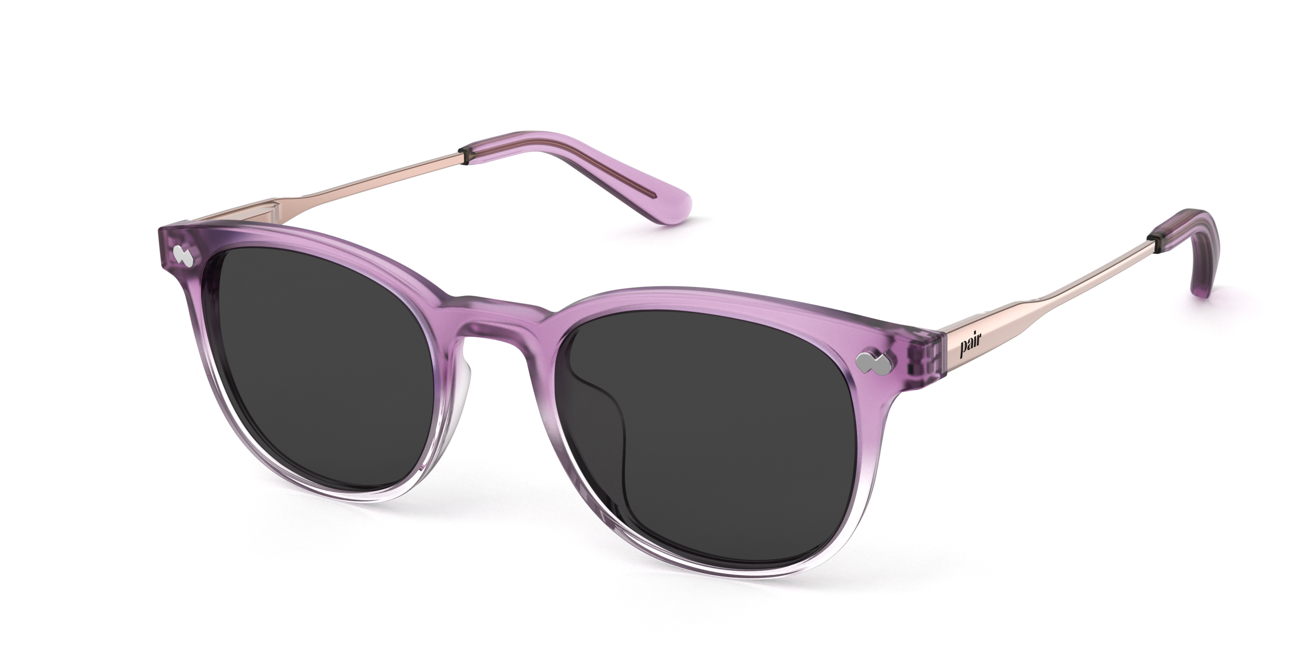 The Reese - Violet Pearlized Gradient Acetate Rose Gold Metal Sun