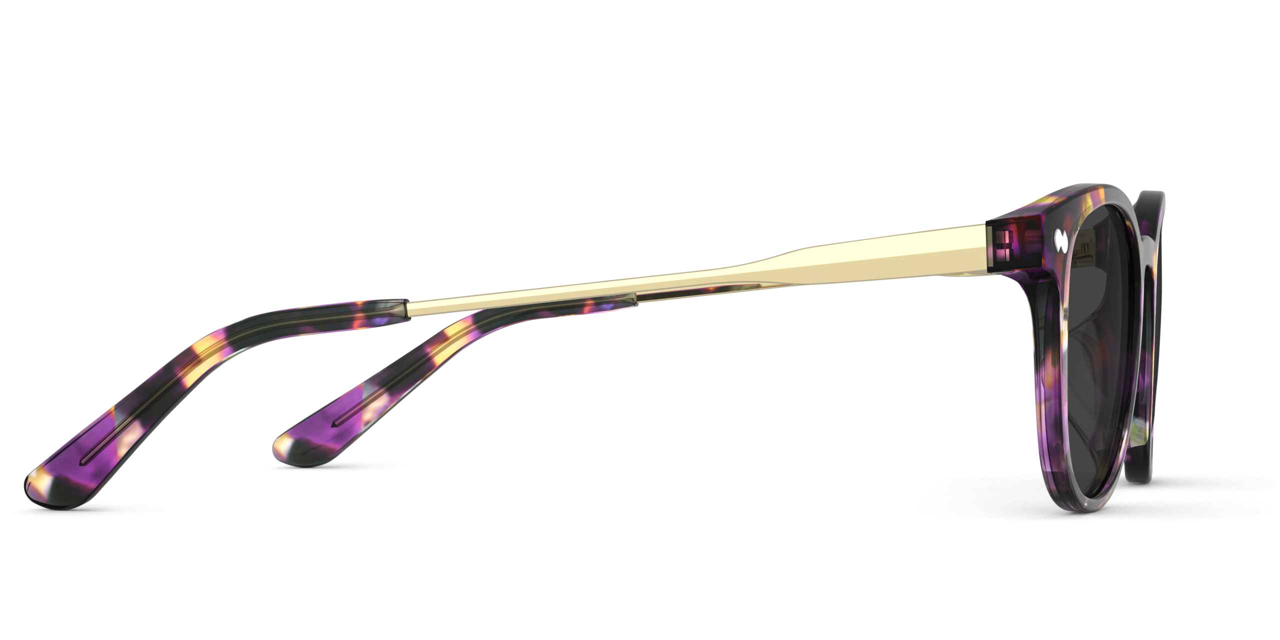 The Reese - Purple Confetti Tortoise Acetate Gold Metal Sun - Image 5