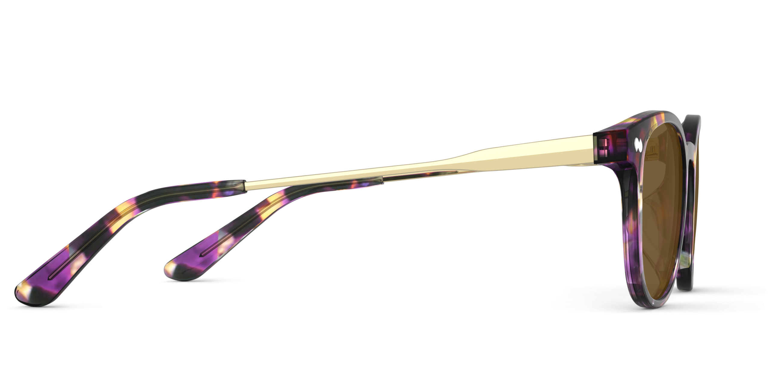 The Reese - Purple Confetti Tortoise Acetate Gold Metal Sun - Image 6